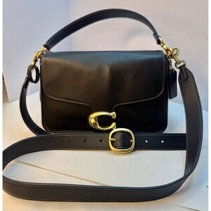 Coach Black Shoulder Bag with Gold Accents